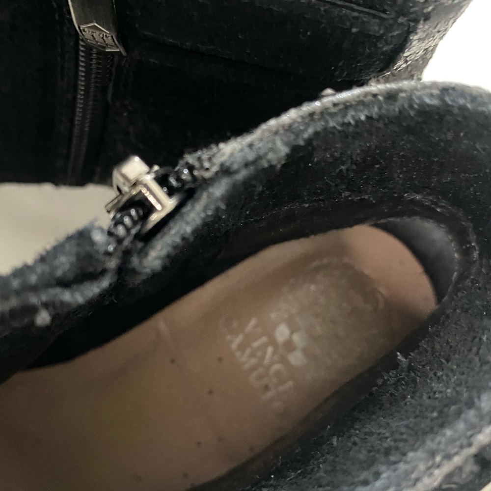 Vince Camuto Women's Size 7B/37 Madalline Black Glitter Suede Ankle Boot Buckle - Picture 5 of 11